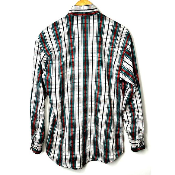 Twenty X By Wrangler Mens Shirt Vintage 90s Western Button Down Plaid Size Large - Picture 2 of 13